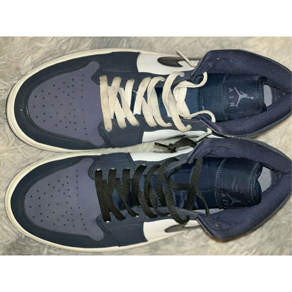 Air Jordan 1 Mid Sneakers Size 11.5 Obsidian black/Sanded purple - Picture 3 of 5